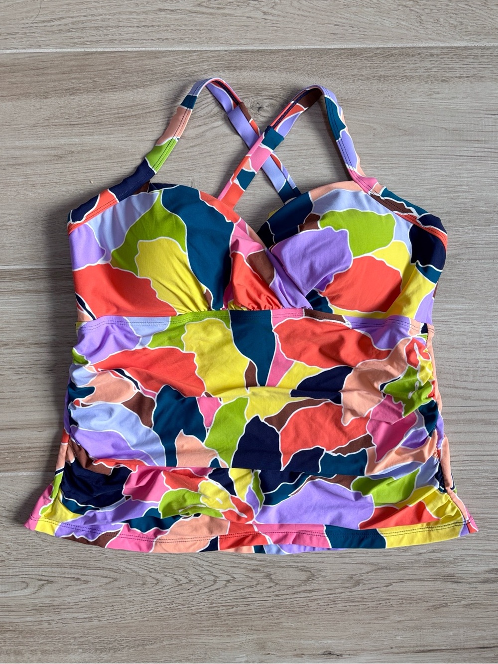 NWT Anne Cole Petal Party Twist Front Tankini Swimsuit Top Women’s Size 16W